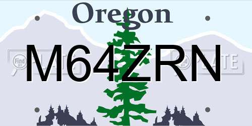 M64ZRN Oregon License Plate
