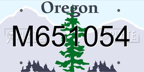 M651054 Oregon License Plate