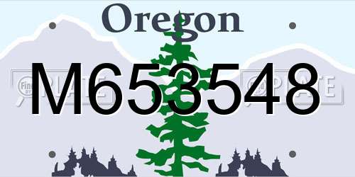 M653548 Oregon License Plate