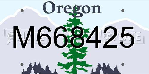 M668425 Oregon License Plate