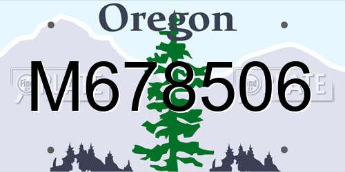 M678506 Oregon License Plate