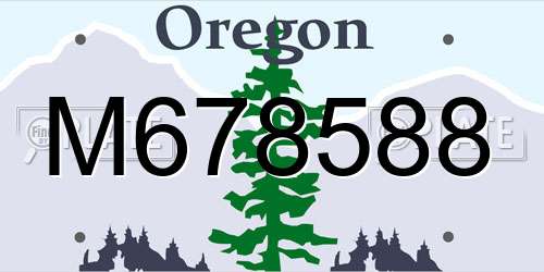 M678588 Oregon License Plate
