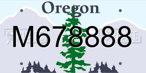 M678888 Oregon License Plate