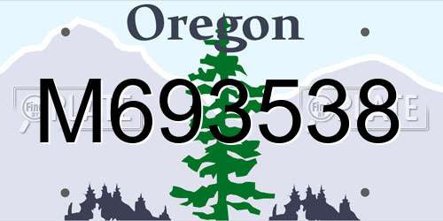 M693538 Oregon License Plate