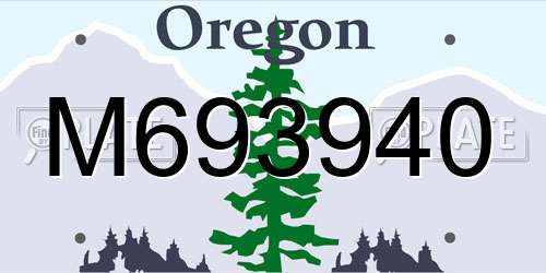 M693940 Oregon License Plate
