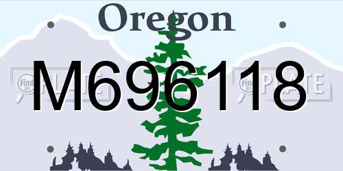 M696118 Oregon License Plate