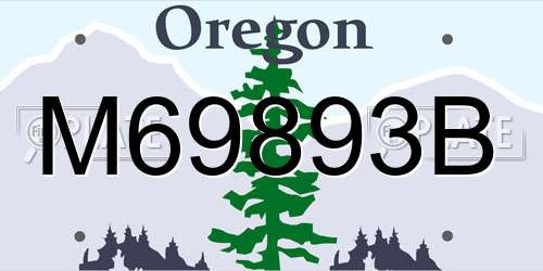 M69893B Oregon License Plate