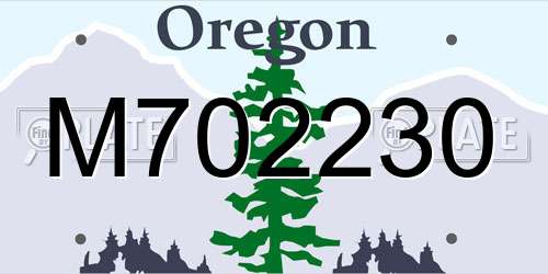 M702230 Oregon License Plate