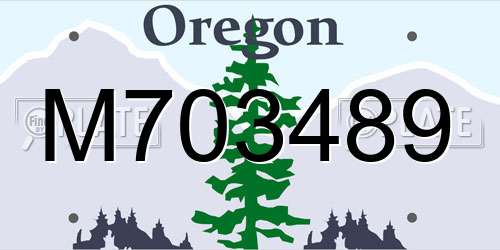 M703489 Oregon License Plate