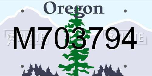 M703794 Oregon License Plate