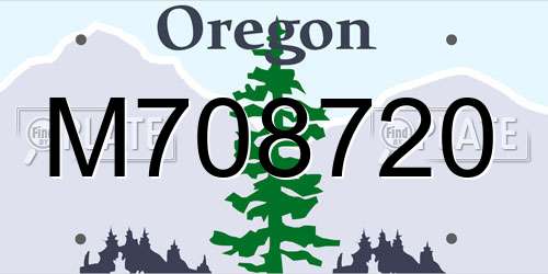 M708720 Oregon License Plate