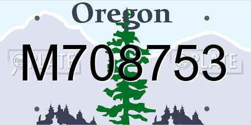M708753 Oregon License Plate