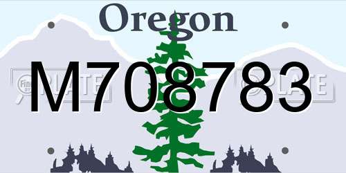 M708783 Oregon License Plate