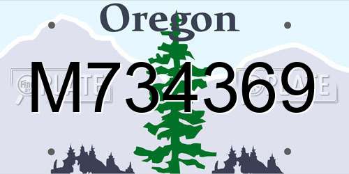 M734369 Oregon License Plate