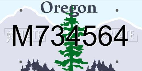 M734564 Oregon License Plate