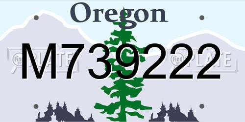 M739222 Oregon License Plate