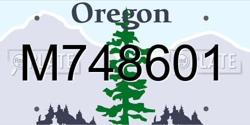 M748601 Oregon License Plate