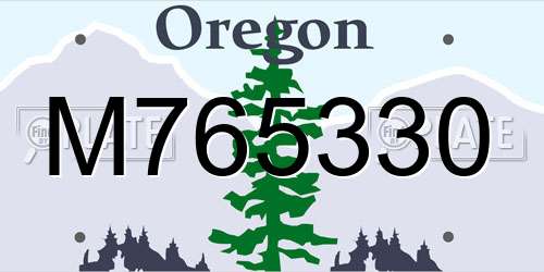 M765330 Oregon License Plate