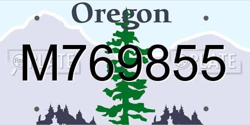 M769855 Oregon License Plate