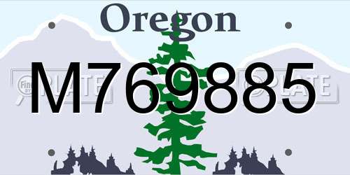 M769885 Oregon License Plate