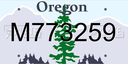 M773259 Oregon License Plate