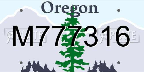 M777316 Oregon License Plate