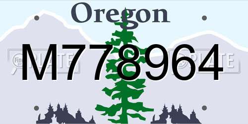 M778964 Oregon License Plate