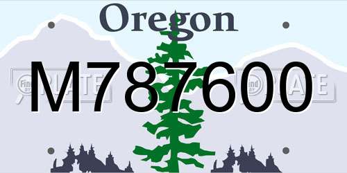 M787600 Oregon License Plate