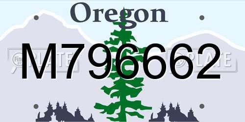 M796662 Oregon License Plate