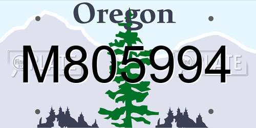 M805994 Oregon License Plate