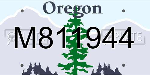 M811944 Oregon License Plate