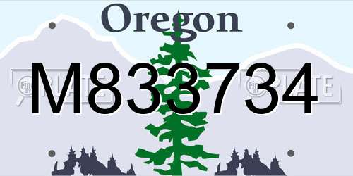 M833734 Oregon License Plate