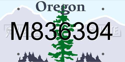 M836394 Oregon License Plate