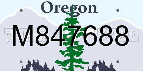 M847688 Oregon License Plate