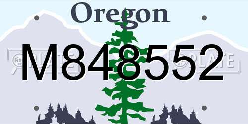 M848552 Oregon License Plate