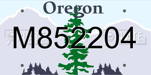 M852204 Oregon License Plate