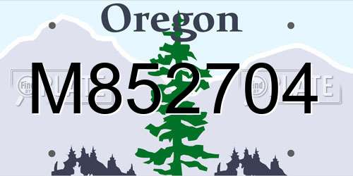 M852704 Oregon License Plate