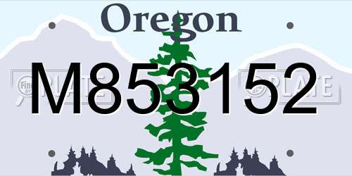 M853152 Oregon License Plate