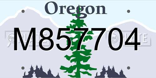 M857704 Oregon License Plate