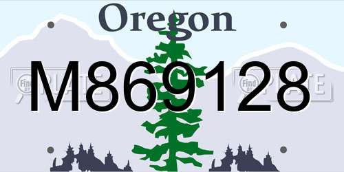 M869128 Oregon License Plate