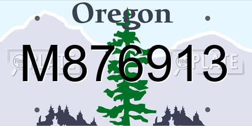 M876913 Oregon License Plate