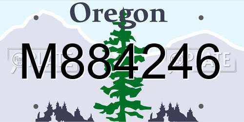 M884246 Oregon License Plate