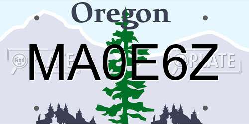 MA0E6Z Oregon License Plate