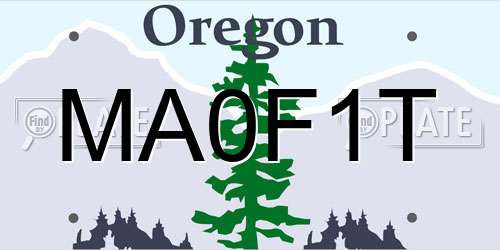 MA0F1T Oregon License Plate
