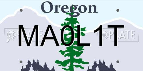 MA0L1T Oregon License Plate