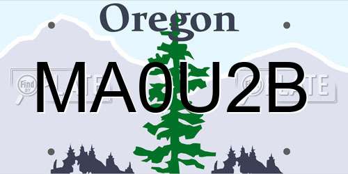 MA0U2B Oregon License Plate