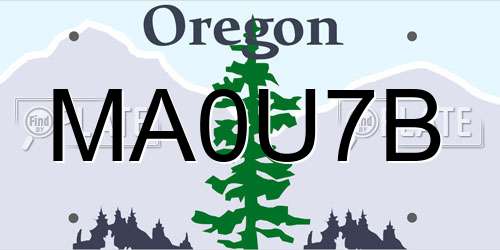 MA0U7B Oregon License Plate