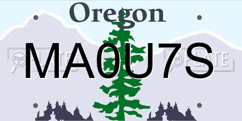 MA0U7S Oregon License Plate