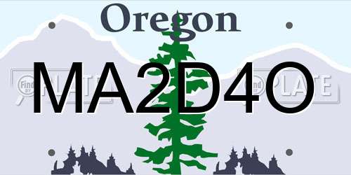 MA2D4O Oregon License Plate