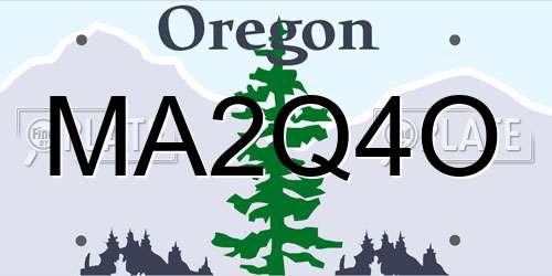 MA2Q4O Oregon License Plate